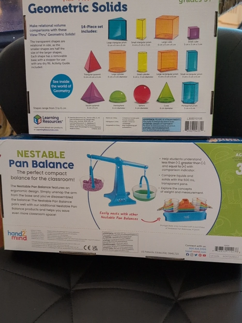 Nestable Pan Balance And 14 Piece Geometric Shapes Both New